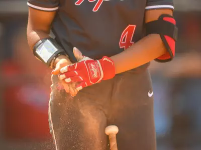 May 5, 2023; Bowling Green, Kentucky: WKU Hilltoppers outfielder Kasia Parks (4) against the La. Tech Bulldogs at WKU Softball Complex (Photo by Steve Roberts/WKU Athletics)