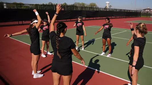 The WKU Hilltoppers at the WKU Tennis Complex on April 15, 2023 in Bowling Green, KY. Photo by Evan Brown/WKU Athletics