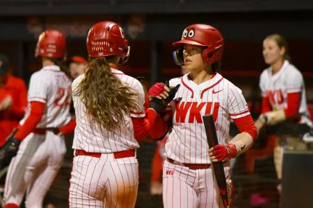 Utility Macy Gregory (5) and Infielder Katie Murphy (3) | Photo by Steve Roberts