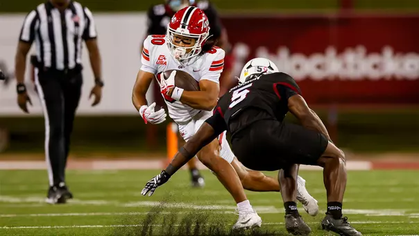 WKU true freshman wide receiver Jonathan Stafford Jr. cuts past a defender during the Thursday, Oct. 1, 2026, game against New Mexico State at Aggie Memorial Stadium in Las Cruces, New Mexico.