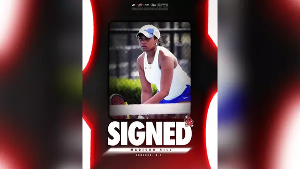 Graphic announcing the signing of Saint Louis transfer Madison Hill to the WKU Women's Tennis team