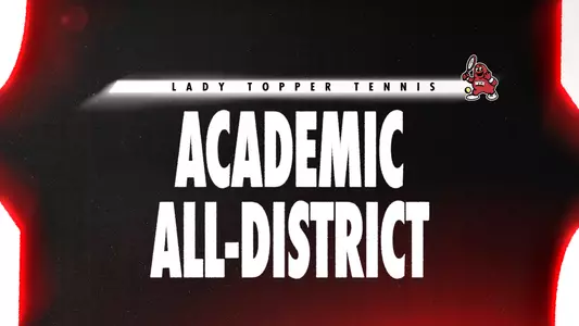 Graphic promoting the press release announcing WKU's selections on the CSC Women's Tennis Academic All-District Team