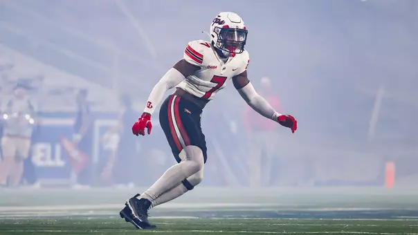 File photo of WKU Football safety Jaylen Lewis during the 2025 game at Louisiana Tech.