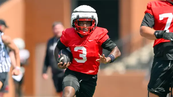 WKU Football running back Ajay Allen (3) participates in a drill during a 2026 fall camp practice.