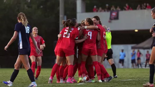 Soccer goal celebration against Murray State