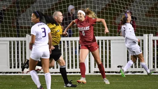 Morgan Weaver celebrates a goal against Washignton