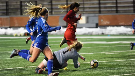 Makamae Gomera-Stevens one-touches past the keeper to score.