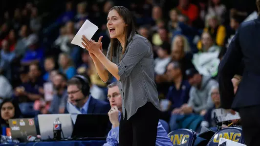 Laurie Koehn on the bench at UNC