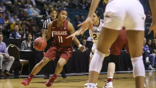 Chanelle Molina takes on her defender in the opening round of the Pac-12 Tournament