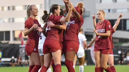 Cougs celebrate on of their six goals against Montana