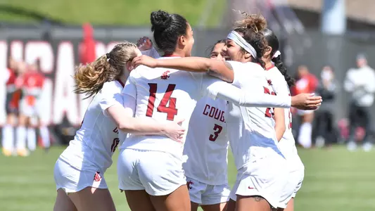 Cougs celebrate their goal against Oregon