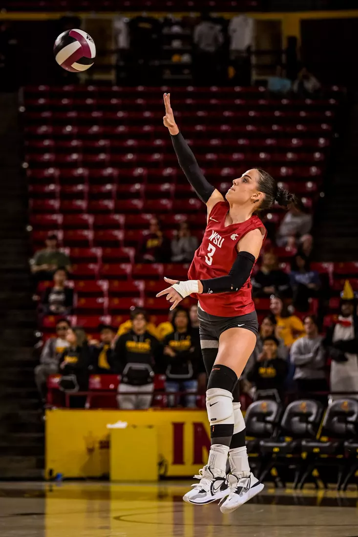Washington State volleyball defeated Arizona State, 3-0, on Friday, Nov. 11, 2022, at Desert Financial Arena in Tempe, Ariz.