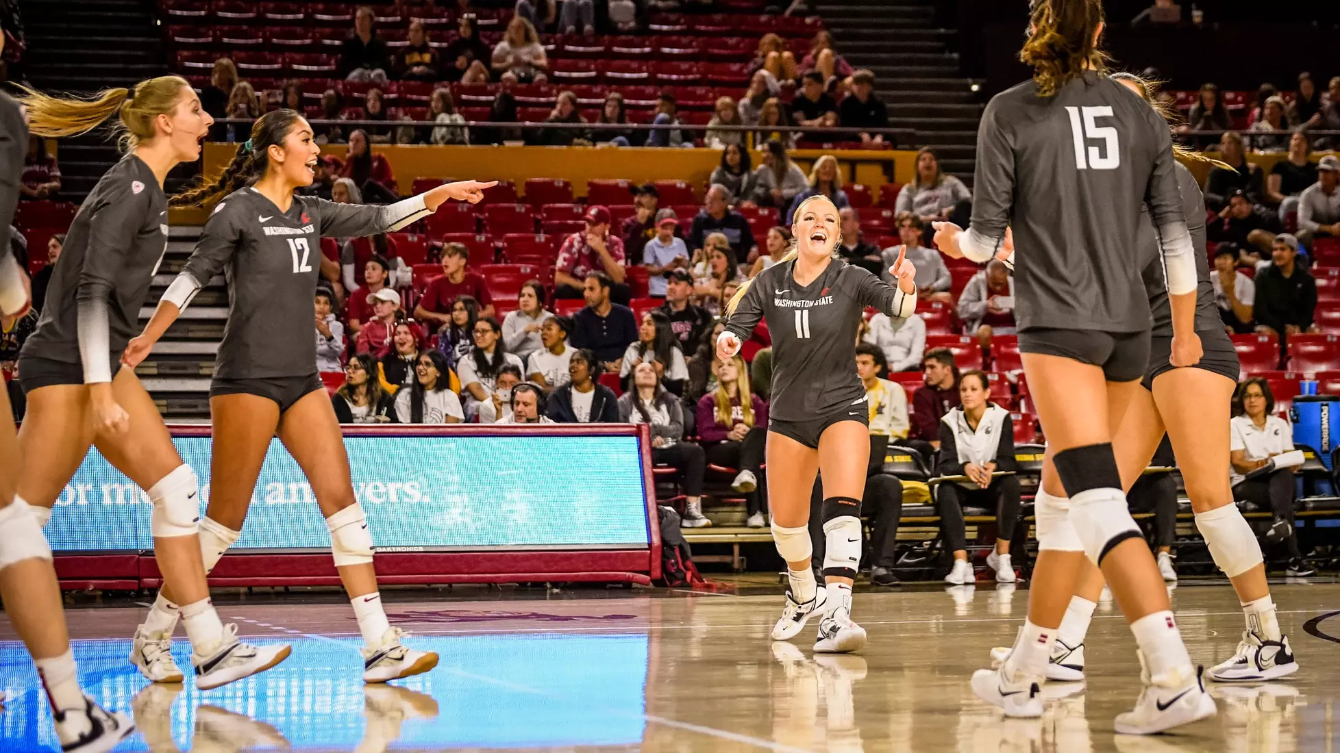 Washington State volleyball defeated Arizona State, 3-0, on Friday, Nov. 11, 2022, at Desert Financial Arena in Tempe, Ariz.