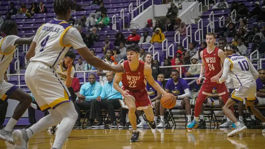 Dylan Darling drives against Prairie View