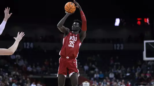 Gueye shoots over an Eastern Washington defender