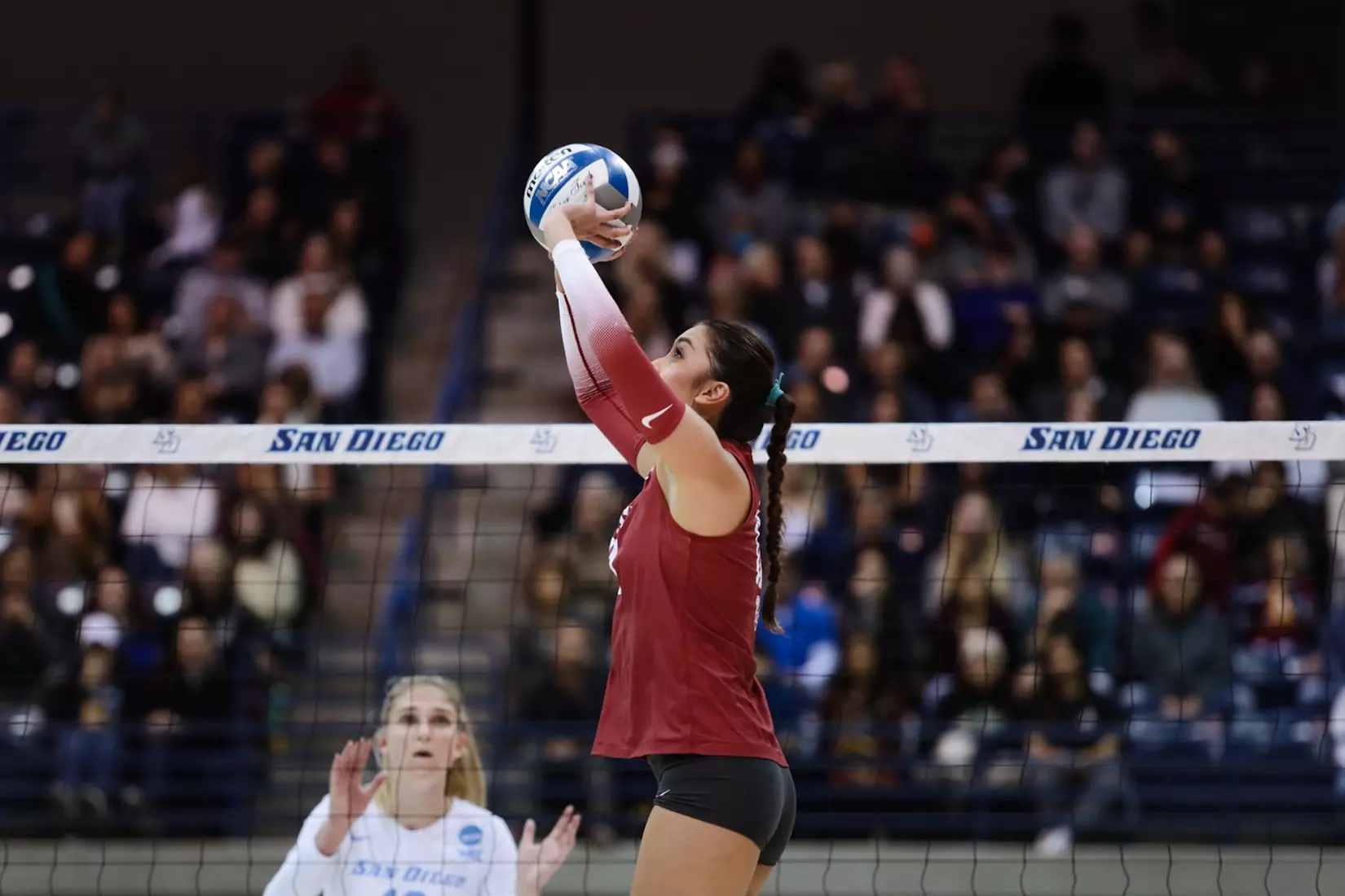 24th-ranked Washington State volleyball fell, 3-1, at third-ranked San Diego, on Friday, Dec. 2, 2022, at Jenny Craig Pavilion, in San Diego, Calif.