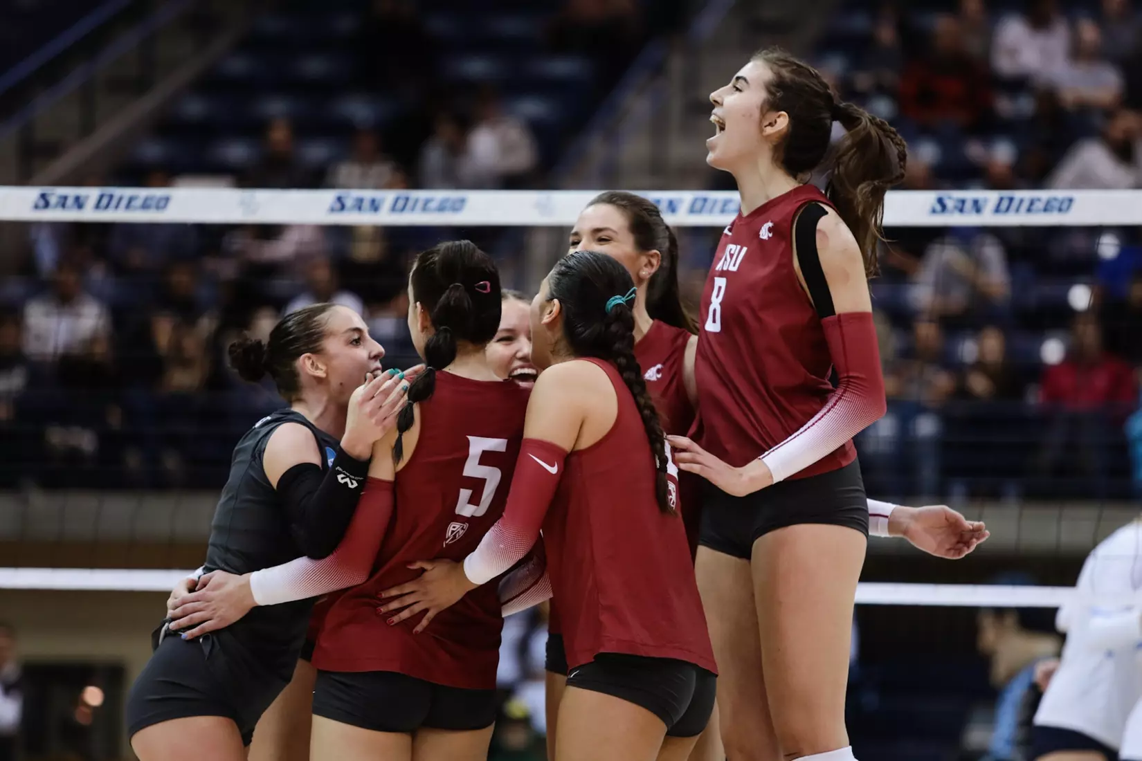 24th-ranked Washington State volleyball fell, 3-1, at third-ranked San Diego, on Friday, Dec. 2, 2022, at Jenny Craig Pavilion, in San Diego, Calif.
