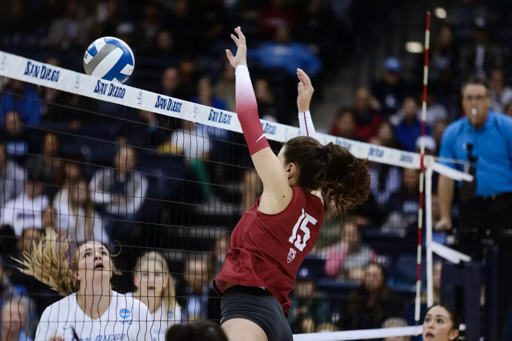 24th-ranked Washington State volleyball fell, 3-1, at third-ranked San Diego, on Friday, Dec. 2, 2022, at Jenny Craig Pavilion, in San Diego, Calif.
