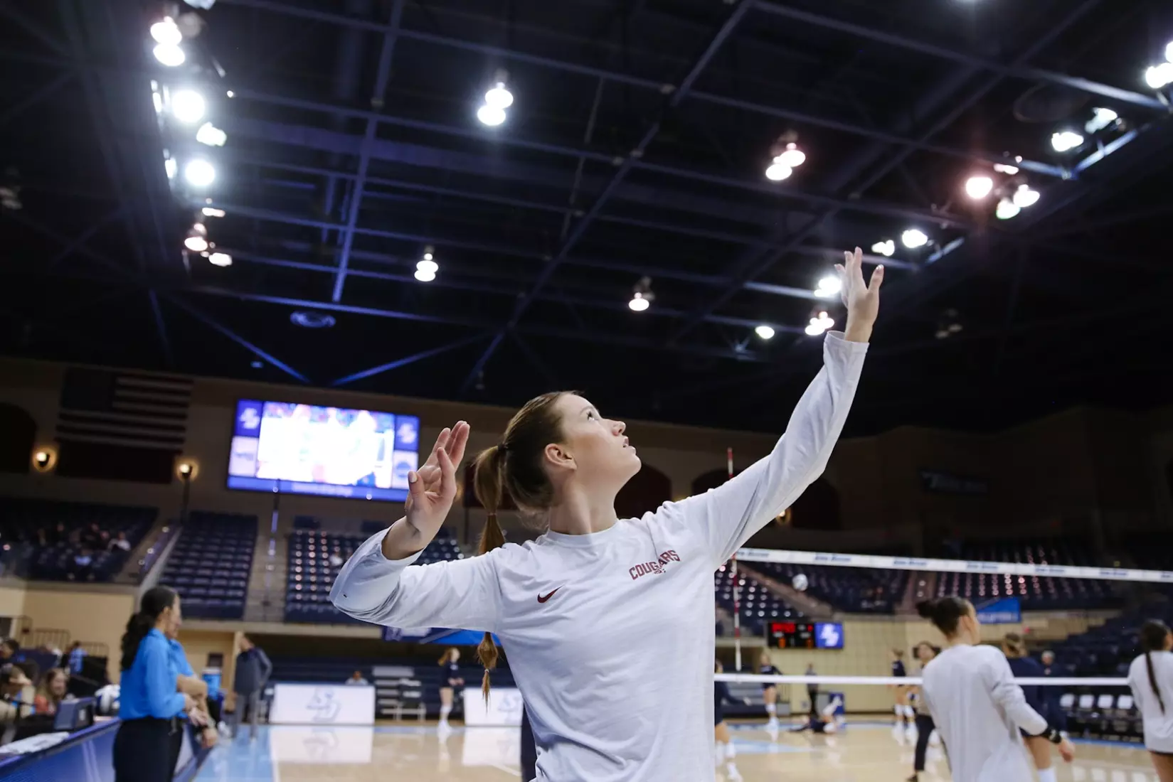 24th-ranked Washington State volleyball fell, 3-1, at third-ranked San Diego, on Friday, Dec. 2, 2022, at Jenny Craig Pavilion, in San Diego, Calif.