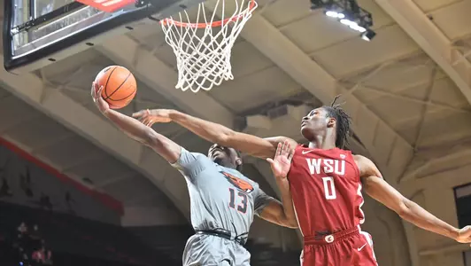 Efe Abogidi with a block against OSU