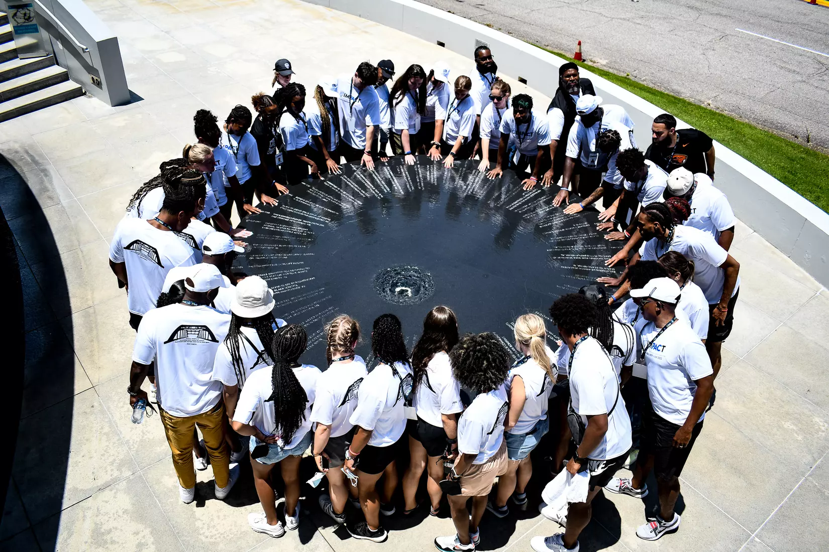 Chris Jackson (football), Anna Rodgers (track & field), and Deputy Athletics Director Ike Ukaegbu attend the Pac-12's ImPACT trip to historic Montgomery & Selma, Alabama.