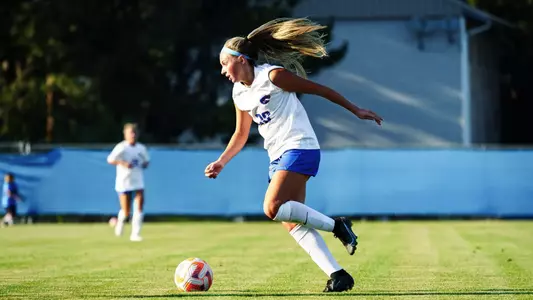 Ashly Berge dribbles during a Boise State game