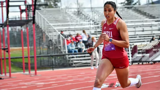 Washington State versus Washington during a NCAA college track and field dual meet, part of the Boeing Apple Cup series, Friday, April 22, 2022 at Mooberry Track and Field Complex in Pullman, Wash.
In the 102nd meet between the men’s teams, the Cougars lost 100-63.
In the 42nd meet between the women’s teams, the Cougars won 94-69.