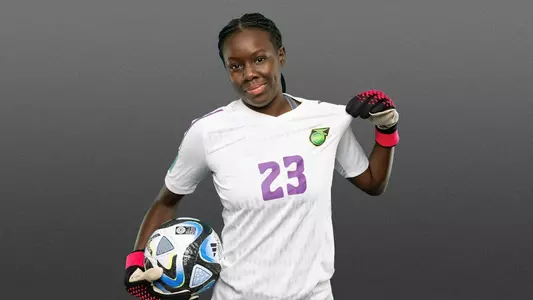 Liya Brooks in the Reggae Girlz Jamaica Jersey