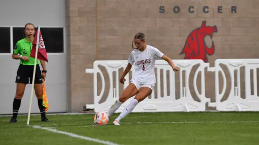 Grayson Lynch serves a corner kick in the season opener
