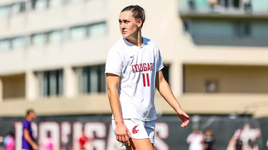 Bridget Rieken looks on from the backline against Weber State