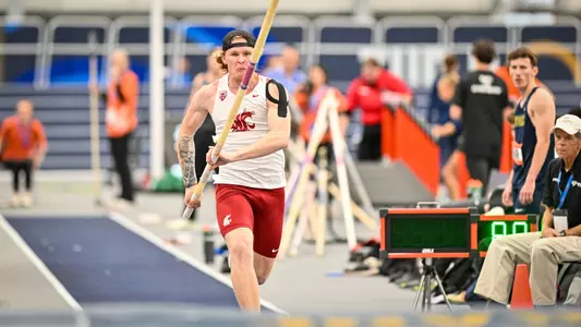 Washington State track and field student athletes compete in the Spokane Invitational, Saturday, Dec. 9, 2023, at The Podium in Spokane, Wash.