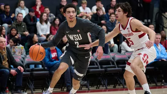 Myles Rice drives against Stanford, Jan. 18, 2024