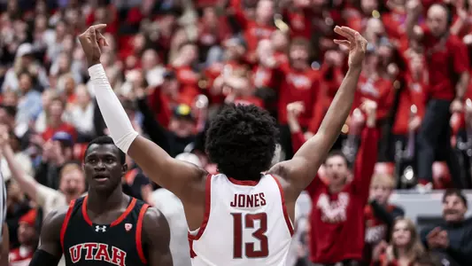 Isaac Jones pumps up the crowd after scoring against Utah, Jan. 24, 2024