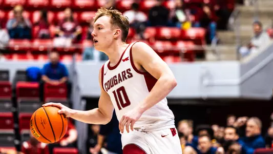 Parker Gerrits dribbles up the floor against Northern Colorado, Nov. 18, 2024