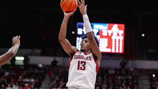 Isaac Jones shoots against UCLA, March 2