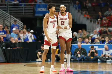 Jaylen Wells and Isaac Jones during the 2024 NCAA Tournament