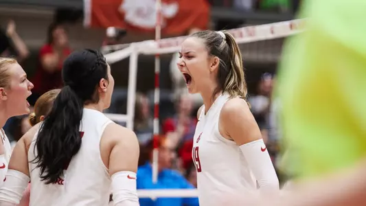Lucie Blazkova celebrates after a WSU point
