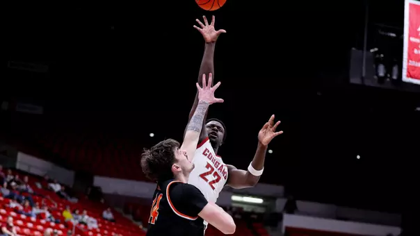 ND Okafor rises for a shot over Pacific, Feb. 18, 2026