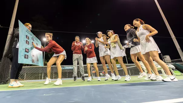 2026 WCC Tennis Championships Washington State Celebrating vs. Santa Clara