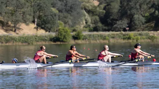 GOLD RIVER, CALIFORNIA - MAY 15: Washington State University Cougars wins Heat 2 I Women's Fours during the 2026 West Coast Conference Women's Rowing Championships at the Sacramento State Aquatic Center on Lake Natoma on May 15, 2026 in Gold River, California. (Photo by Al Chang)