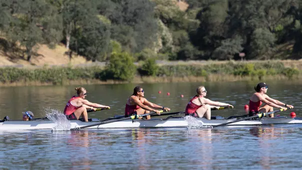 GOLD RIVER, CALIFORNIA - MAY 15: Washington State University Cougars wins Heat 2 I Women's Fours during the 2026 West Coast Conference Women's Rowing Championships at the Sacramento State Aquatic Center on Lake Natoma on May 15, 2026 in Gold River, California. (Photo by Al Chang)