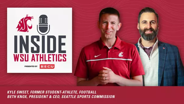 Inside WSU Athletics Podcast Graphic - Guest Beth Knox and Kyle Sweet
