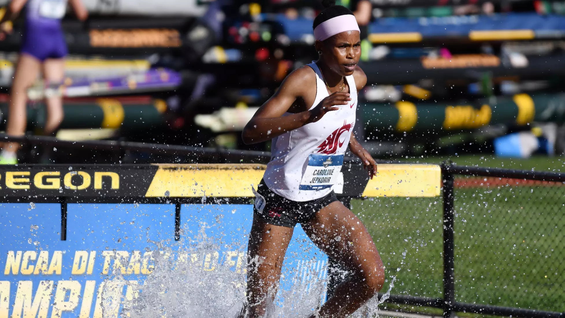 Caroline Jepkorir runs in the women's 3,000-meter steeplechase NCAA semifinal