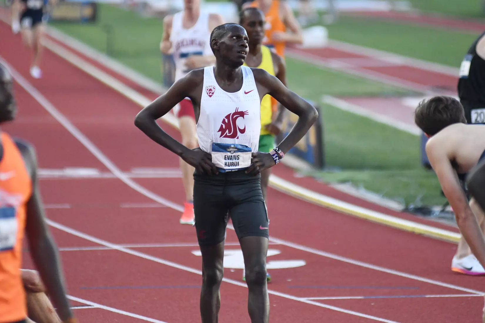 Evans Kurui runs in the men's 5,000-meter NCAA final
