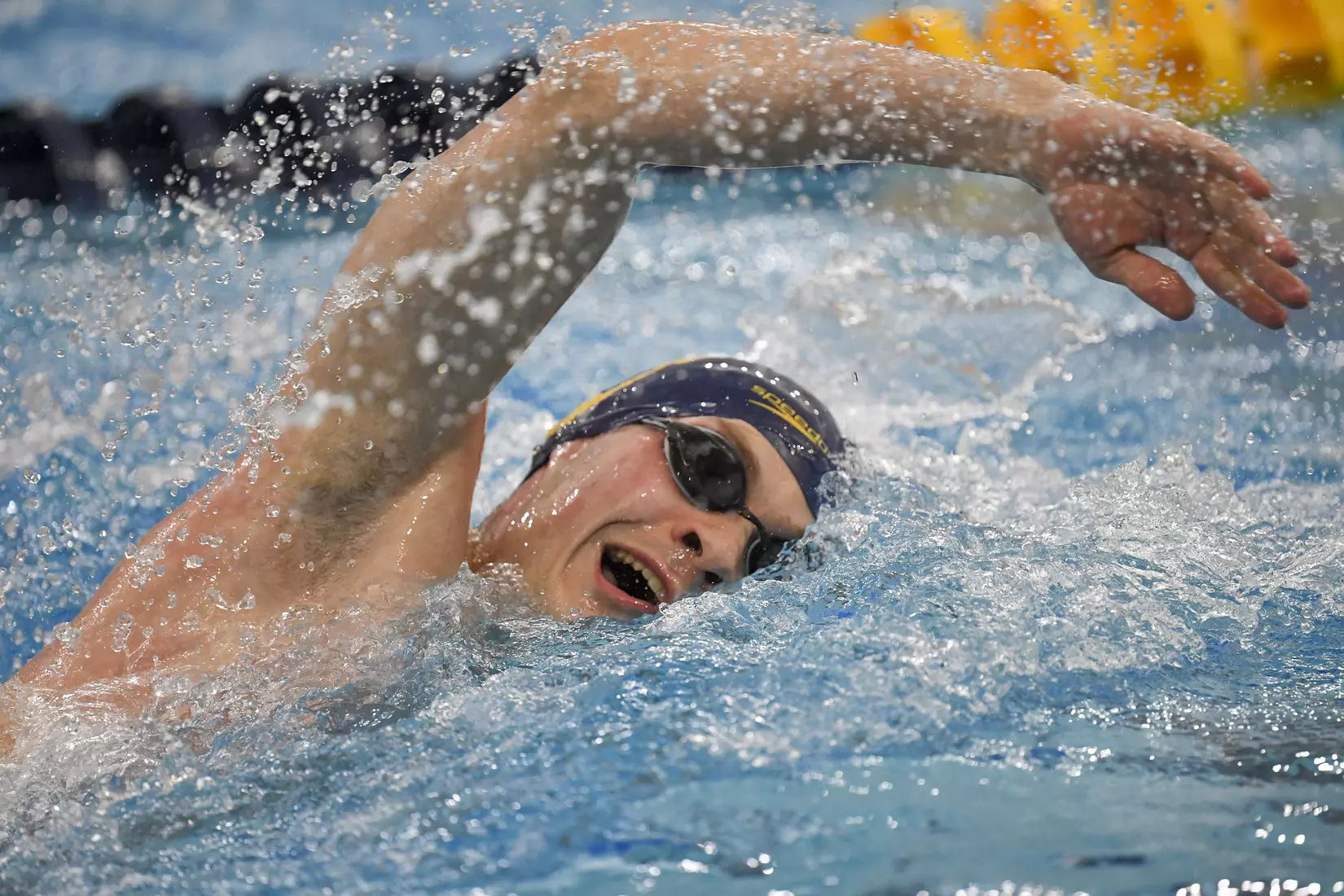 Zach Boley swims freestyle.