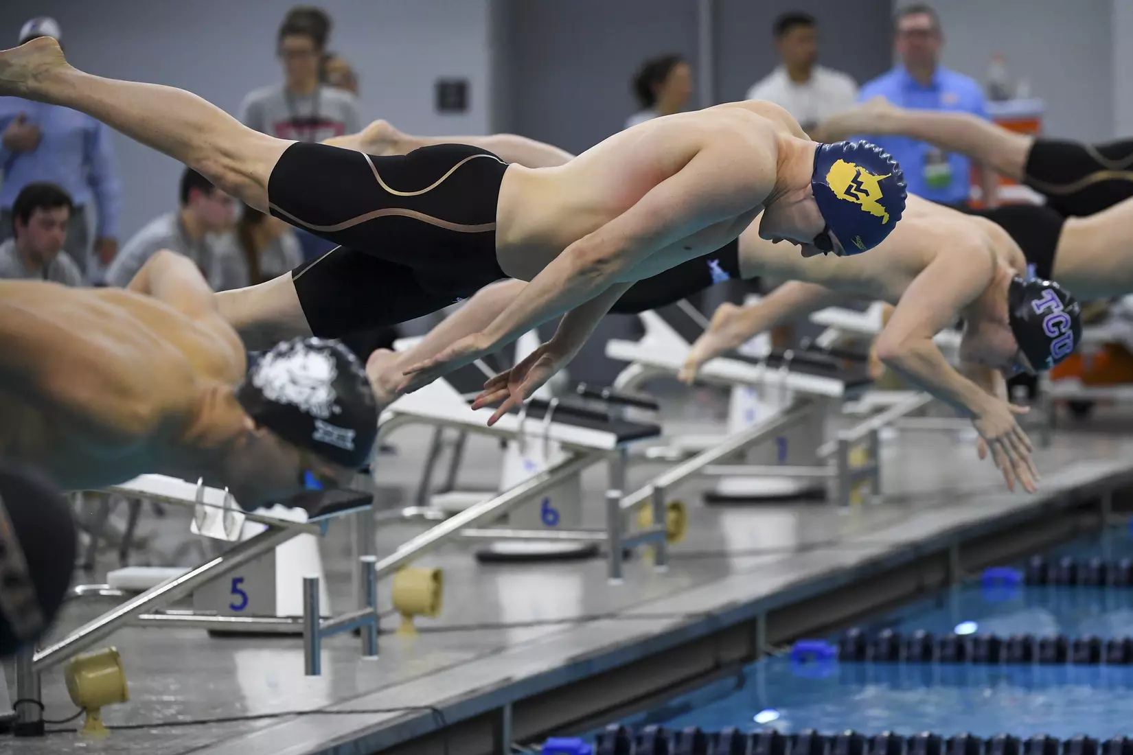 Max Gustafson launches into the 500 yard freestyle.