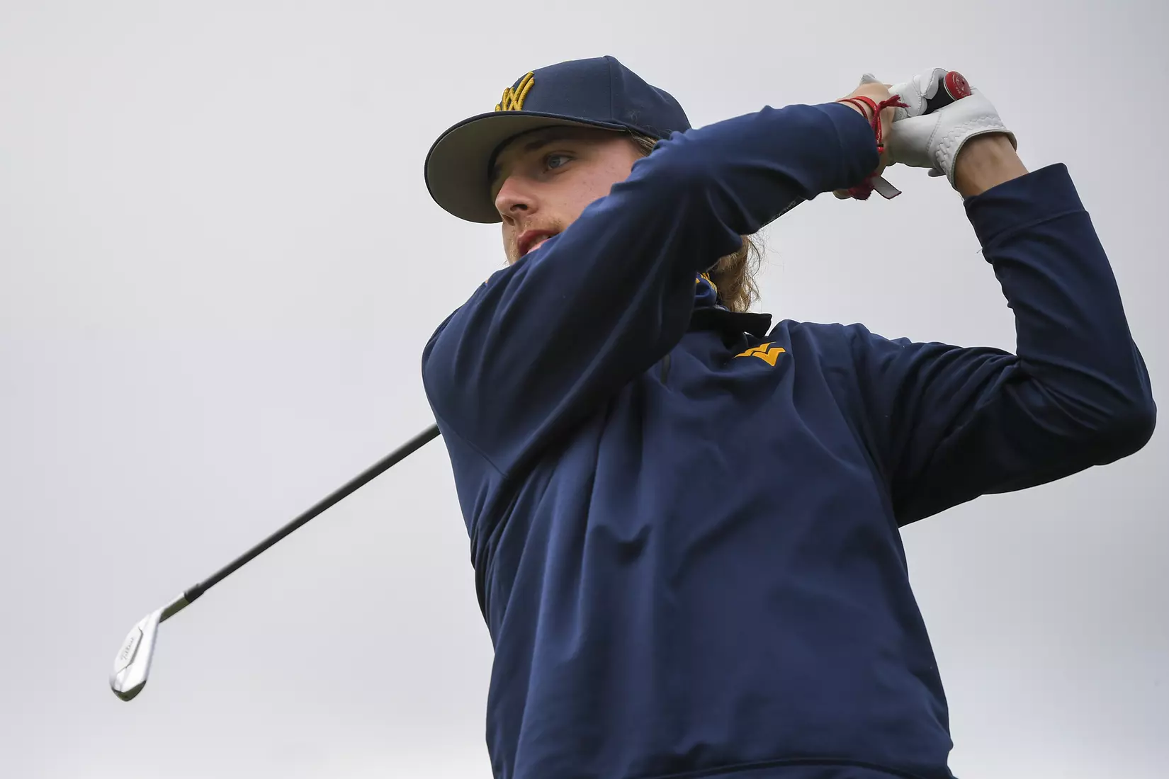 Jackson Davenport tees-off on number one Monday morning.