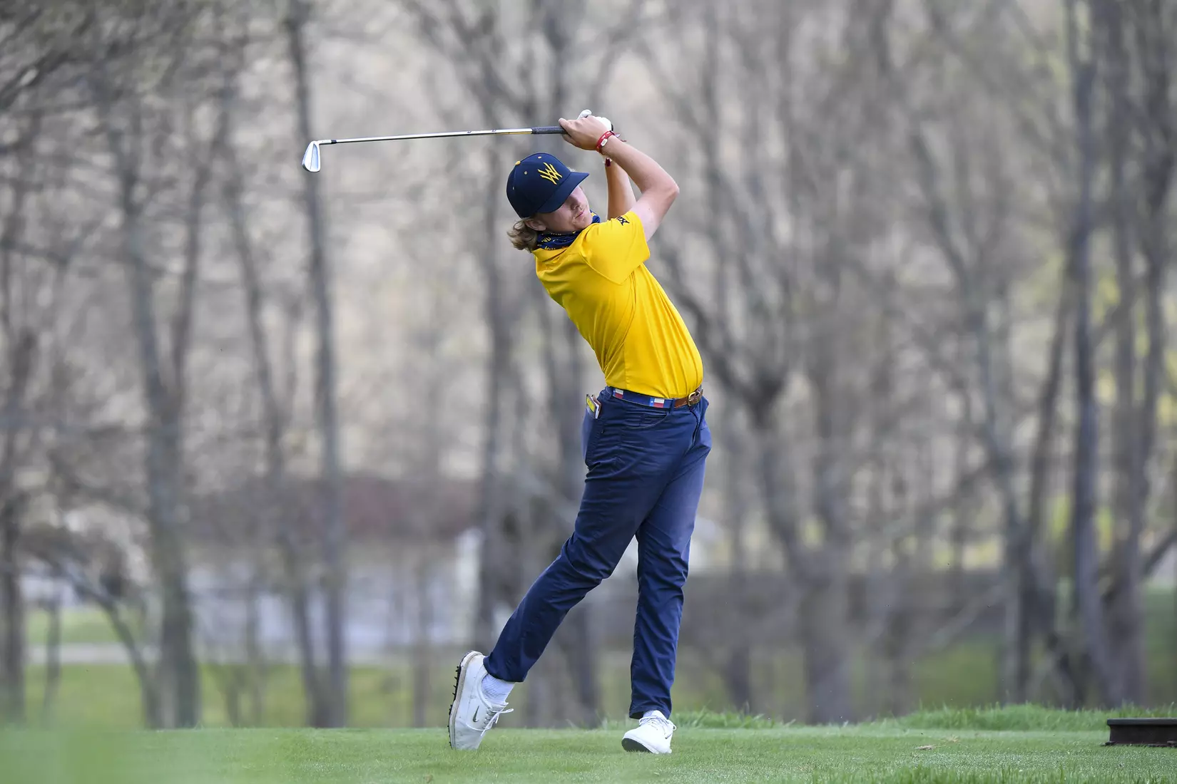 Jackson Davenport tees-off on the par-three fourth hole.