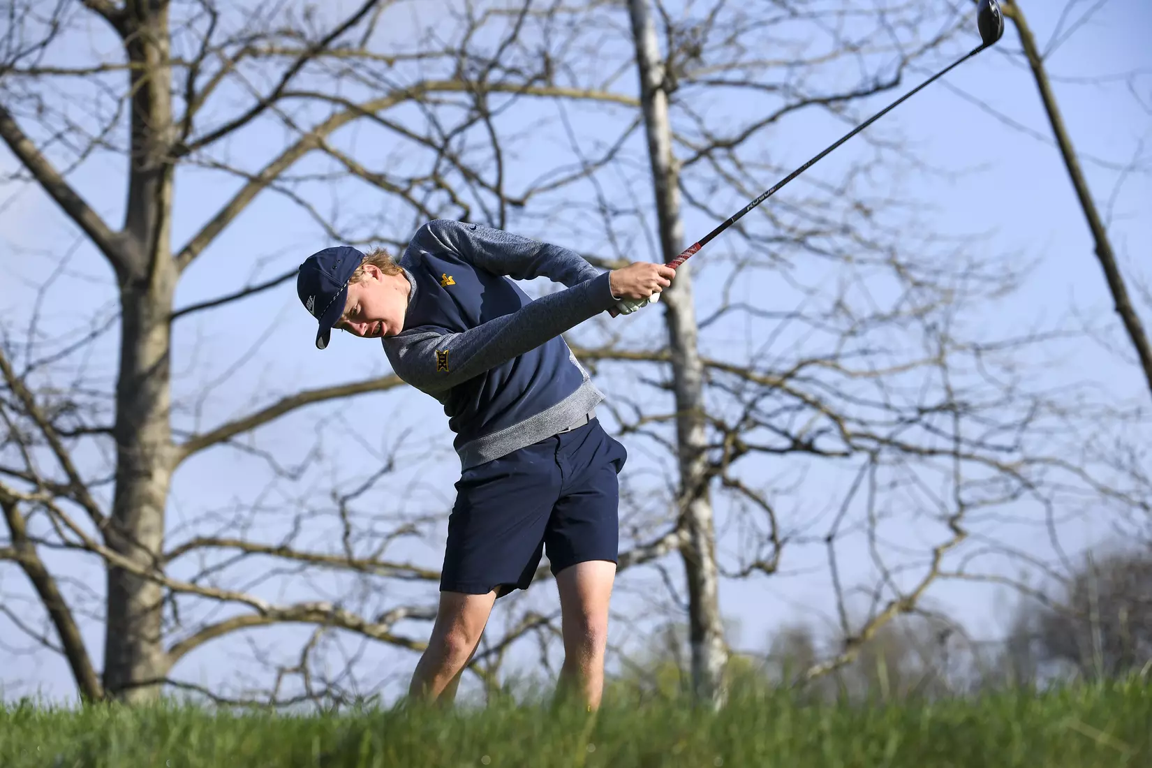 Oliver Menard crushes a drive on twelve.