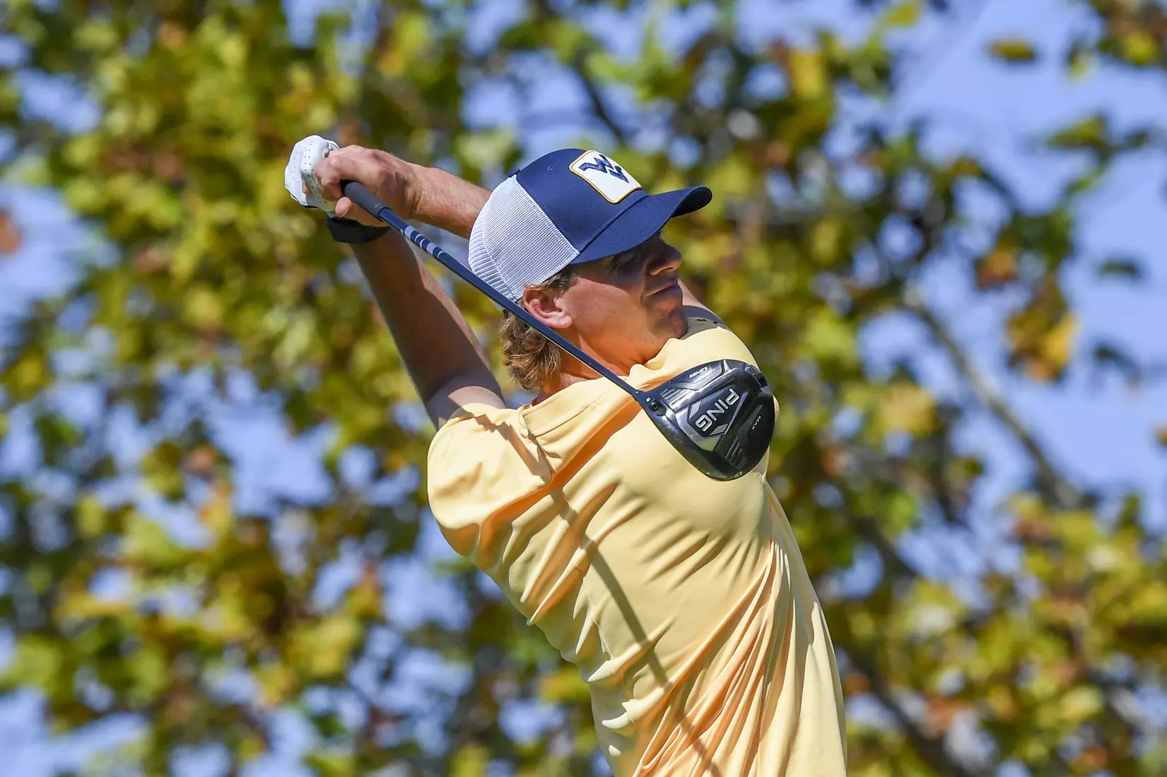Mark Goetz drives the ball on the 12th hole.